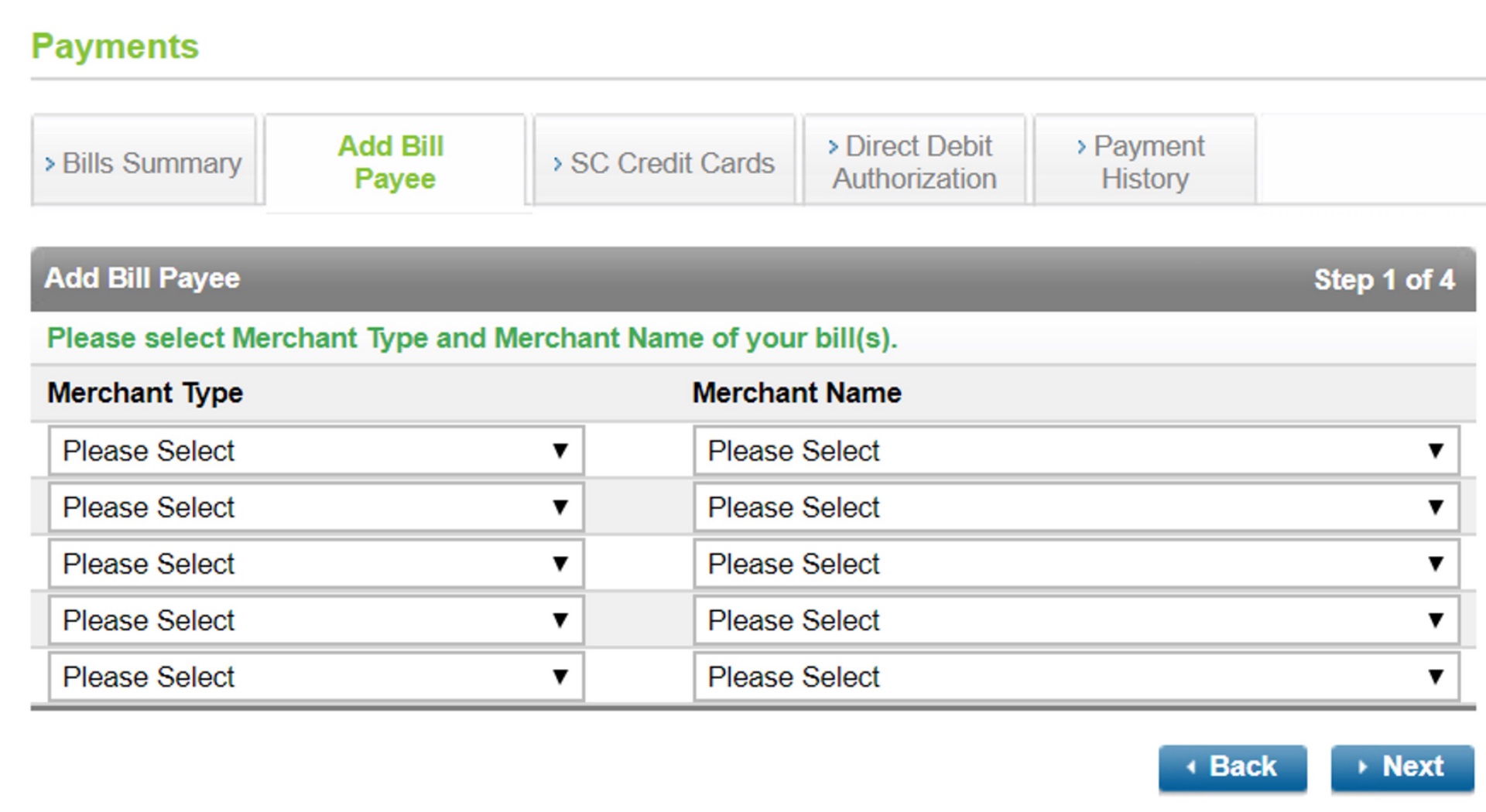 How to add bill payee Step 2