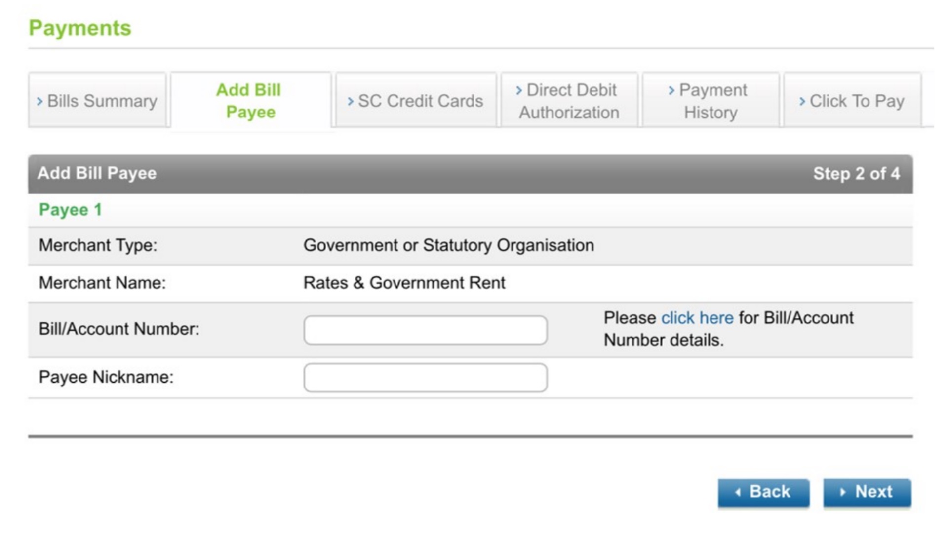 How to add bill payee Step 3