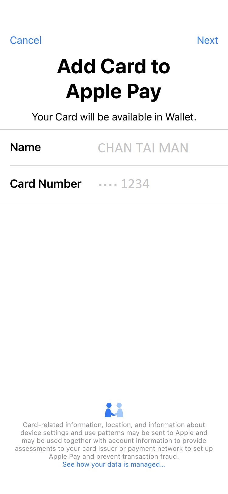 Setup with Apple Pay Step 4