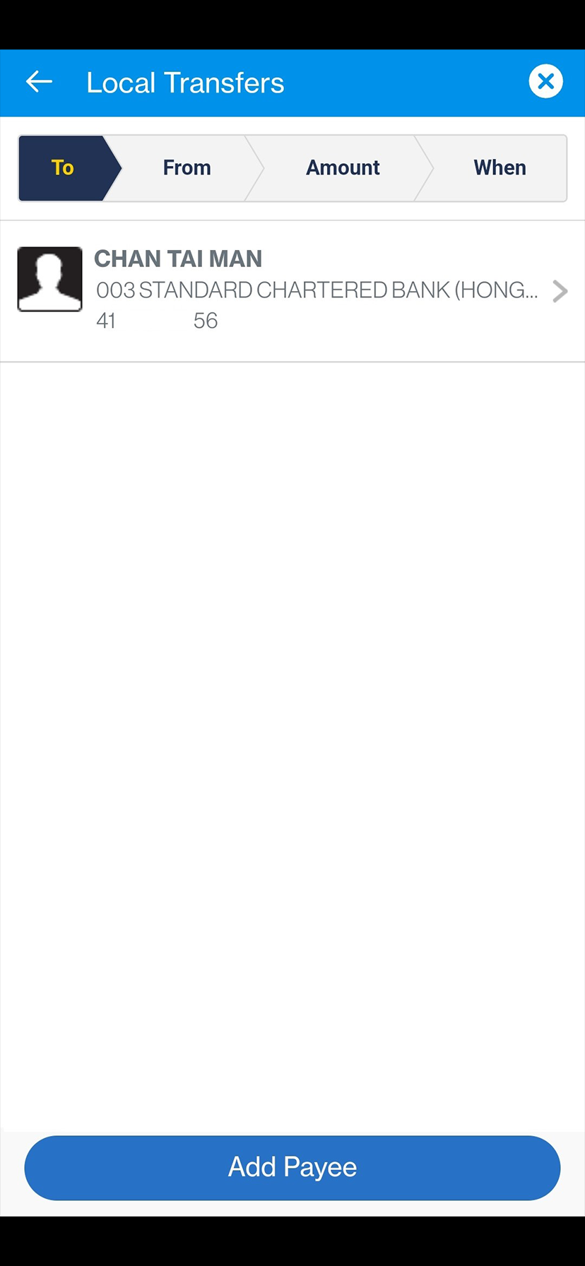 Transfer from current or savings account via SC Mobile App step 3