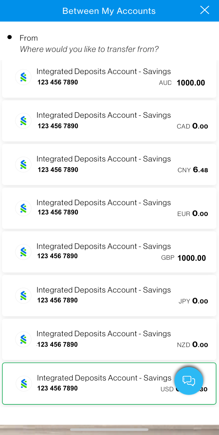 Select the account to transfer from.