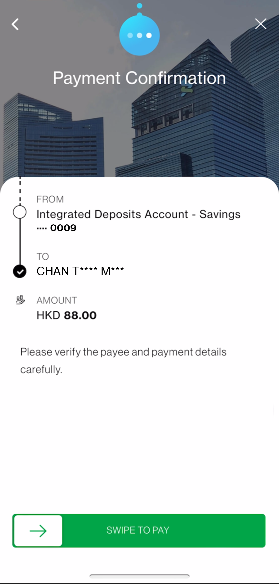 Review details and confirm transfer