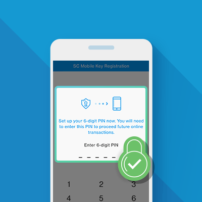 SC Mobile Key registration page, entering 6-digit PIN to proceed the registration