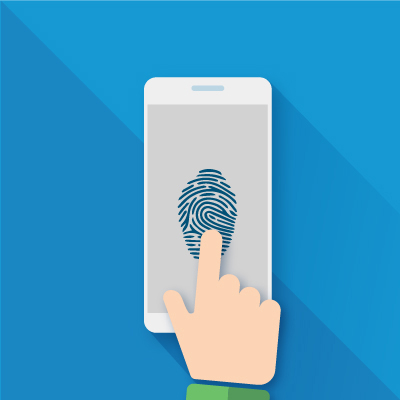 cartoon phone on touch id screen