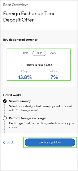 How to set up Foreign Exchange Time Deposits via SC Mobile App Step 2