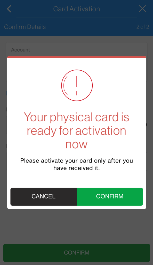 SC Mobile App Activate New Credit Card Step 5