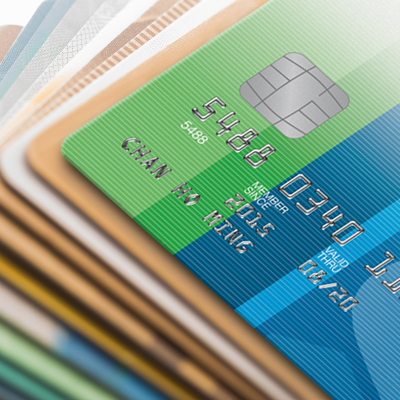 A stack of credit cards
