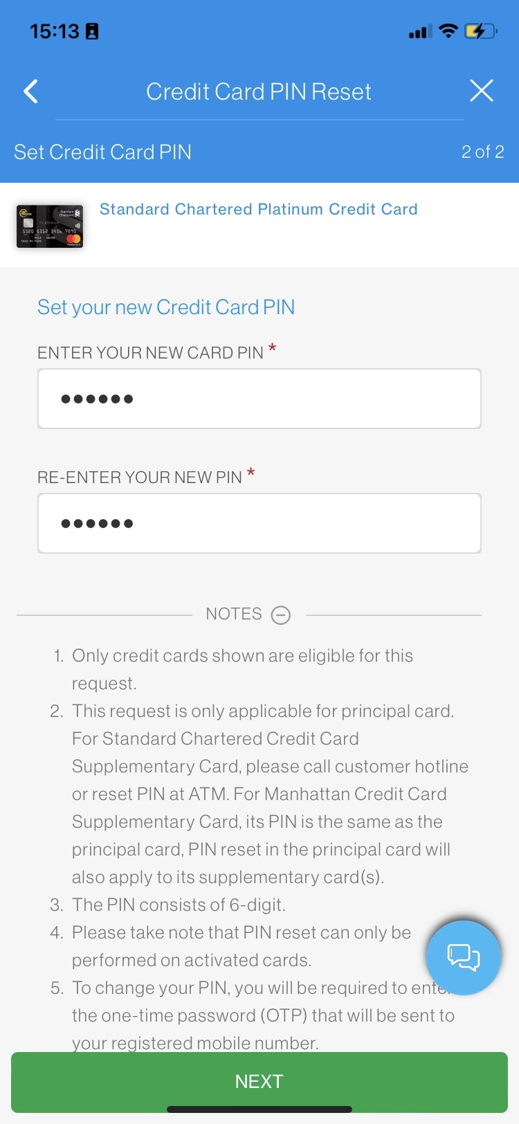 Reset Credit Card PIN Step 3