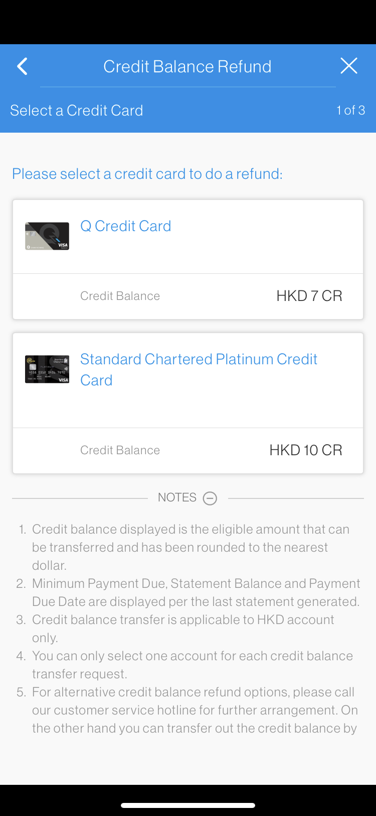 SC Mobile App Transfer Out Credit Balance Step 3