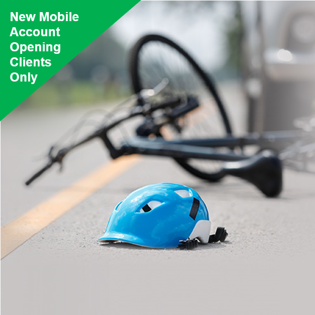 A broken bicycle and a helmet