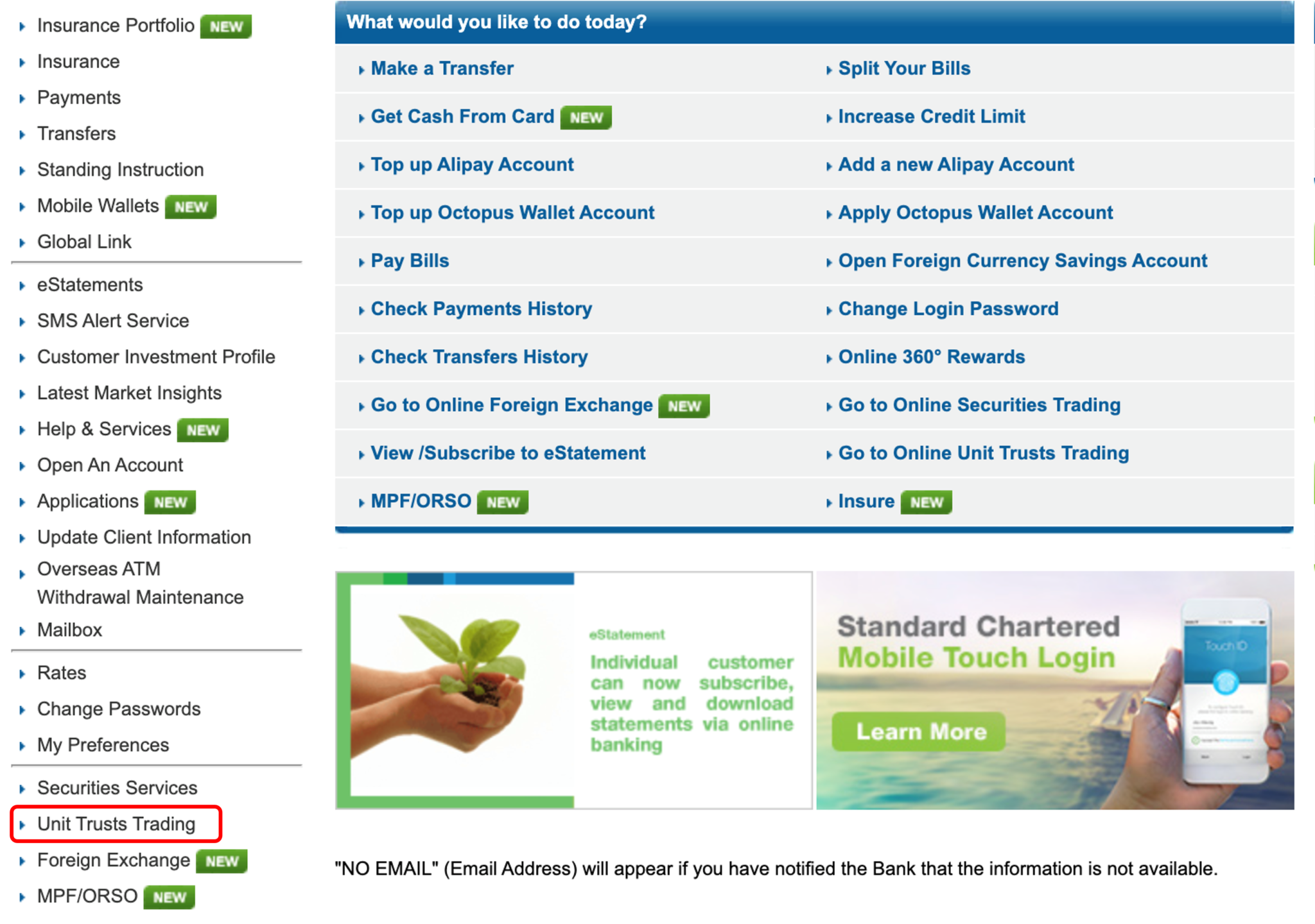 Steps for open the account through Online Banking