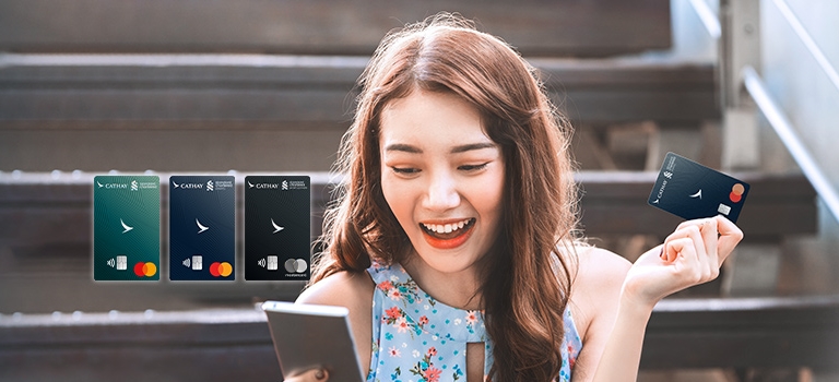 Lady picking up the Cathay Mastercard, , Used to promote SC Cathay Mastercard