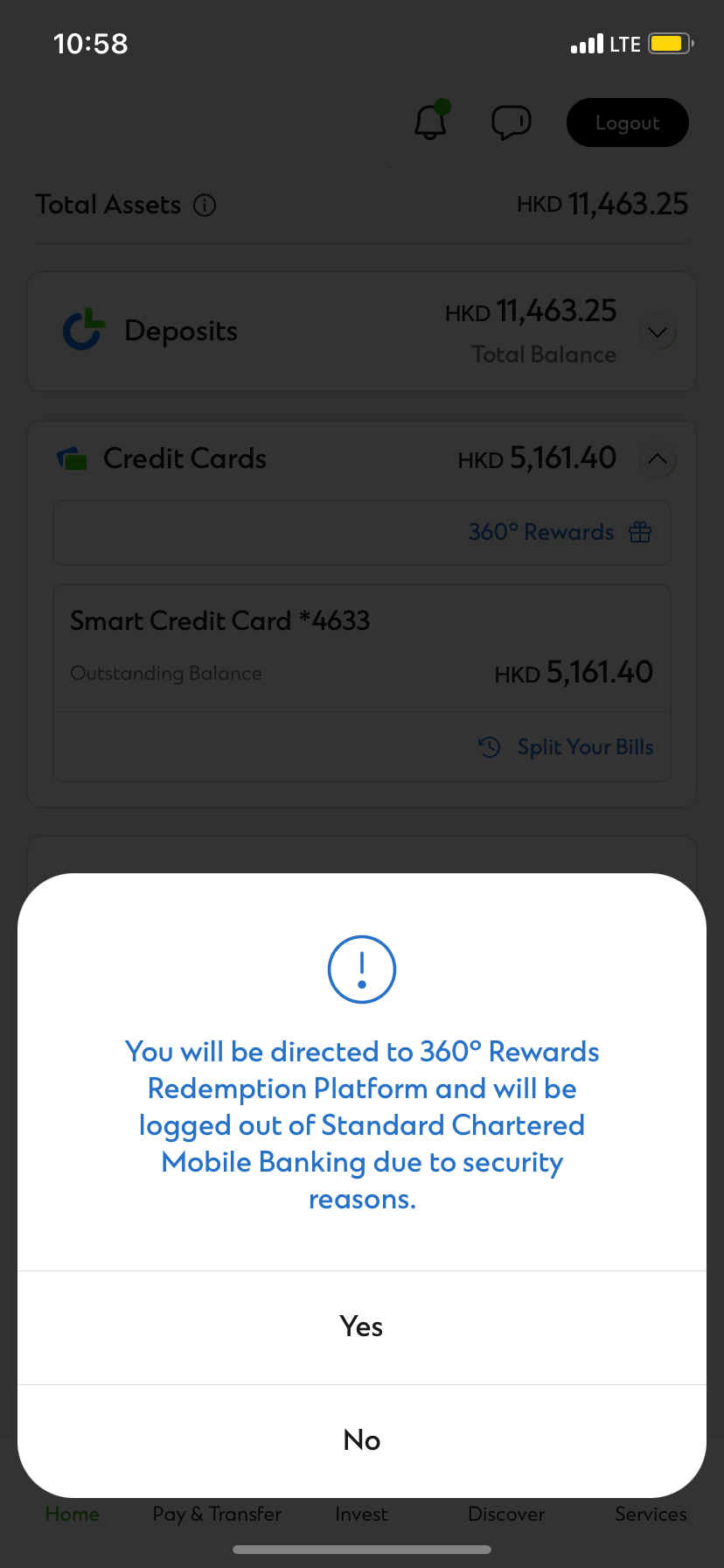 Click “Yes” and direct you to Rewards Platform